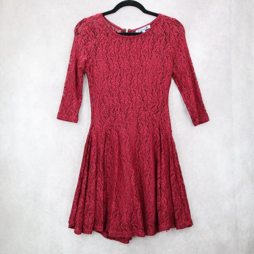 Fish Bowl Red Lace‎ Skater Dress Fit Flare Cocktail Party Dress Elegant S Small